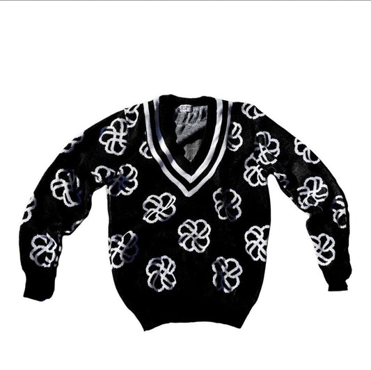 BLACK/WHITE DOUBLE V-NECK JERSEY