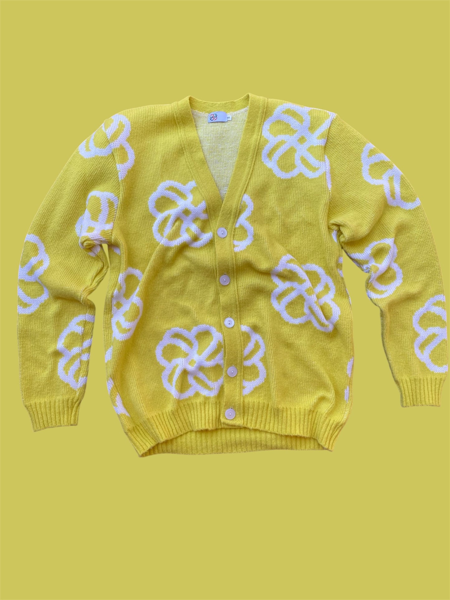 Yellow/White Brushed Cardigan